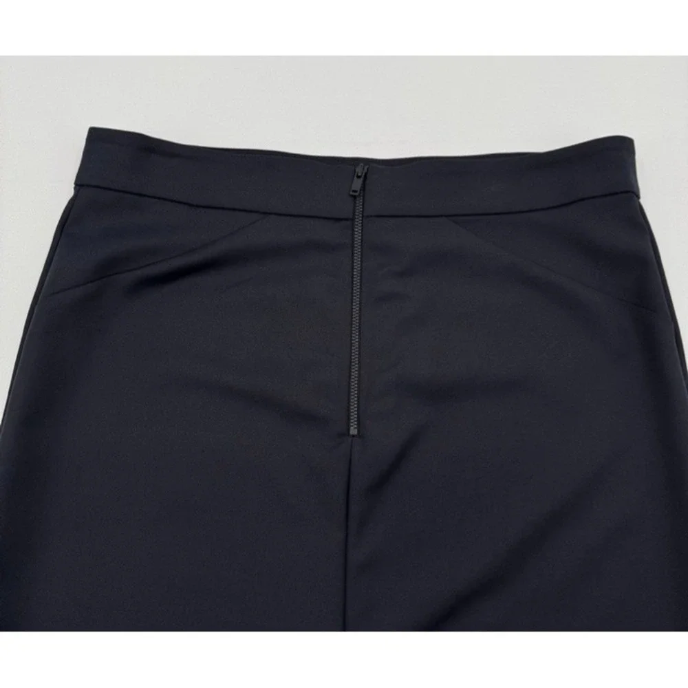 COS Pencil Skirt Navy Blue Midi Back Slit Stretch Cotton 10 Minimalist Quiet Lux